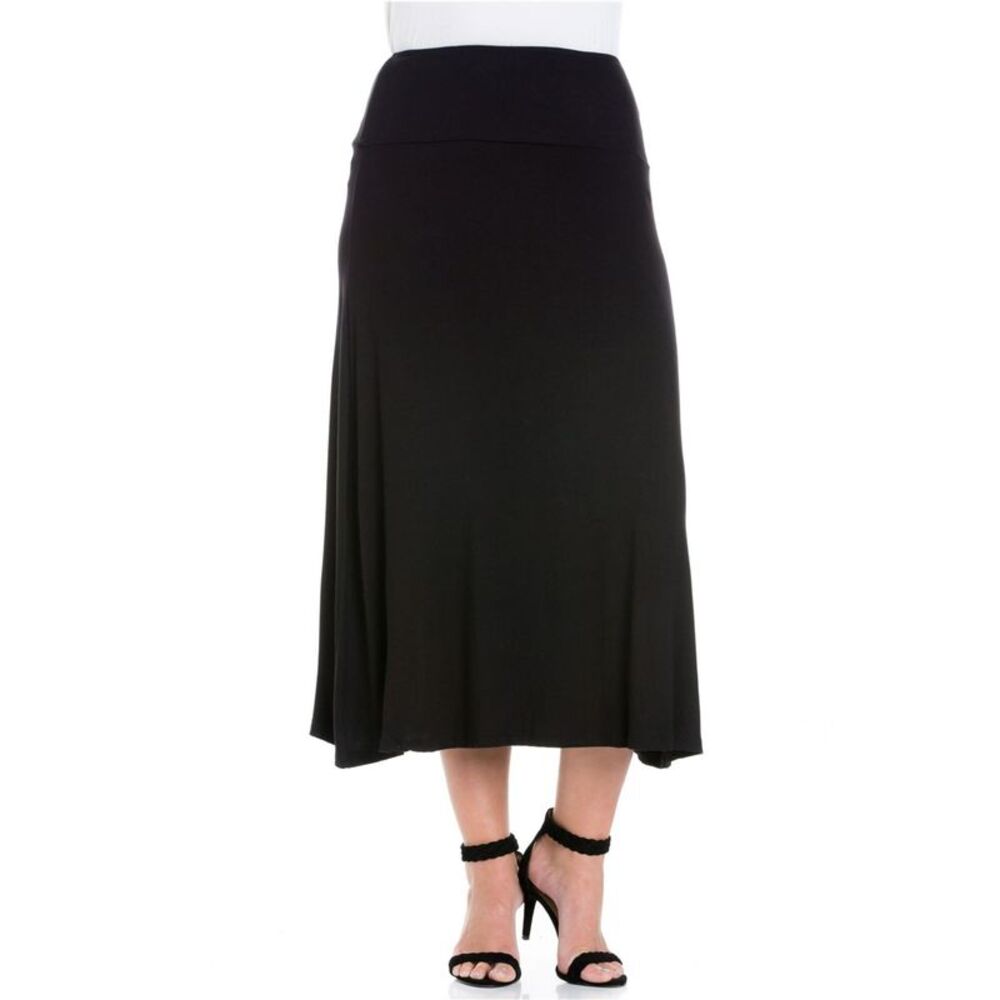 24seven Womens Plus Size Solid Basic Maxi A-line Skirt, NWT